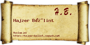 Hajzer Bálint névjegykártya